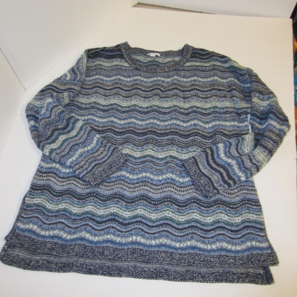 J.Jill sweater women’s M Chevron Knit Crew Neck Side Slit Pullover Tunic - Picture 6 of 13